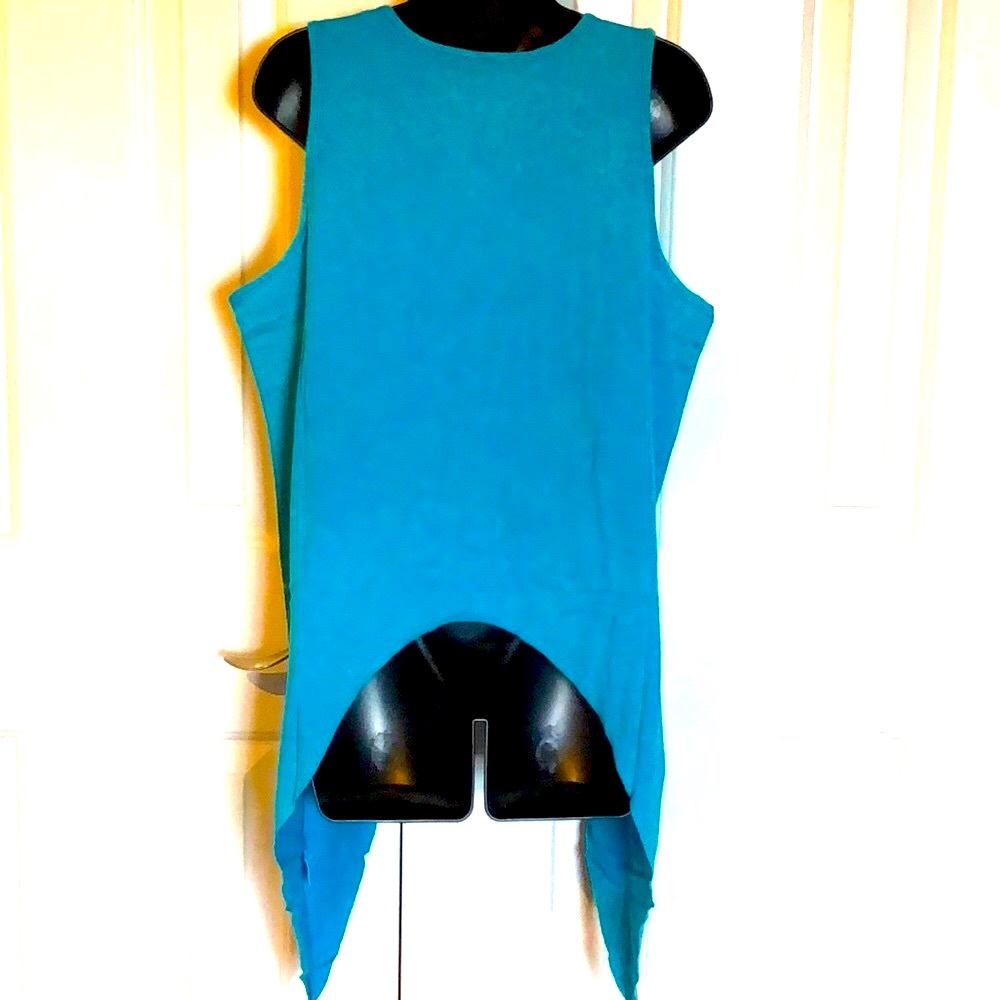 🔴CLEARANCE🔖 NWT 🦈 DOTS COTTON TURQUOISE BLUE SHARK BITE TANK TOP Women 1X 2X 3X - Picture 6 of 7